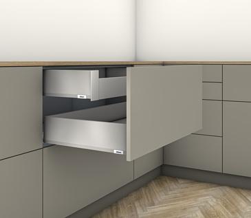 MERIVOBOX, NL=600 мм / 40 кг, висота K, внутрішня, BLUMOTION, індіум сірий