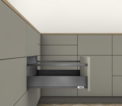 MERIVOBOX, NL=270 мм / 40 кг, висота E, з релінгами, BLUMOTION, оріон сірий
