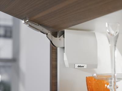 AVENTOS HK-S, силовой механизм EE, TIP-ON, узкие алюминиевые рамки, белый шелк