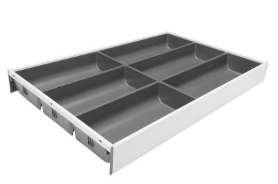 AMBIA-LINE вставка для столових приборів для LEGRABOX, пластмаса/сталь, 6 лотків СІРИЙ в білій рамці